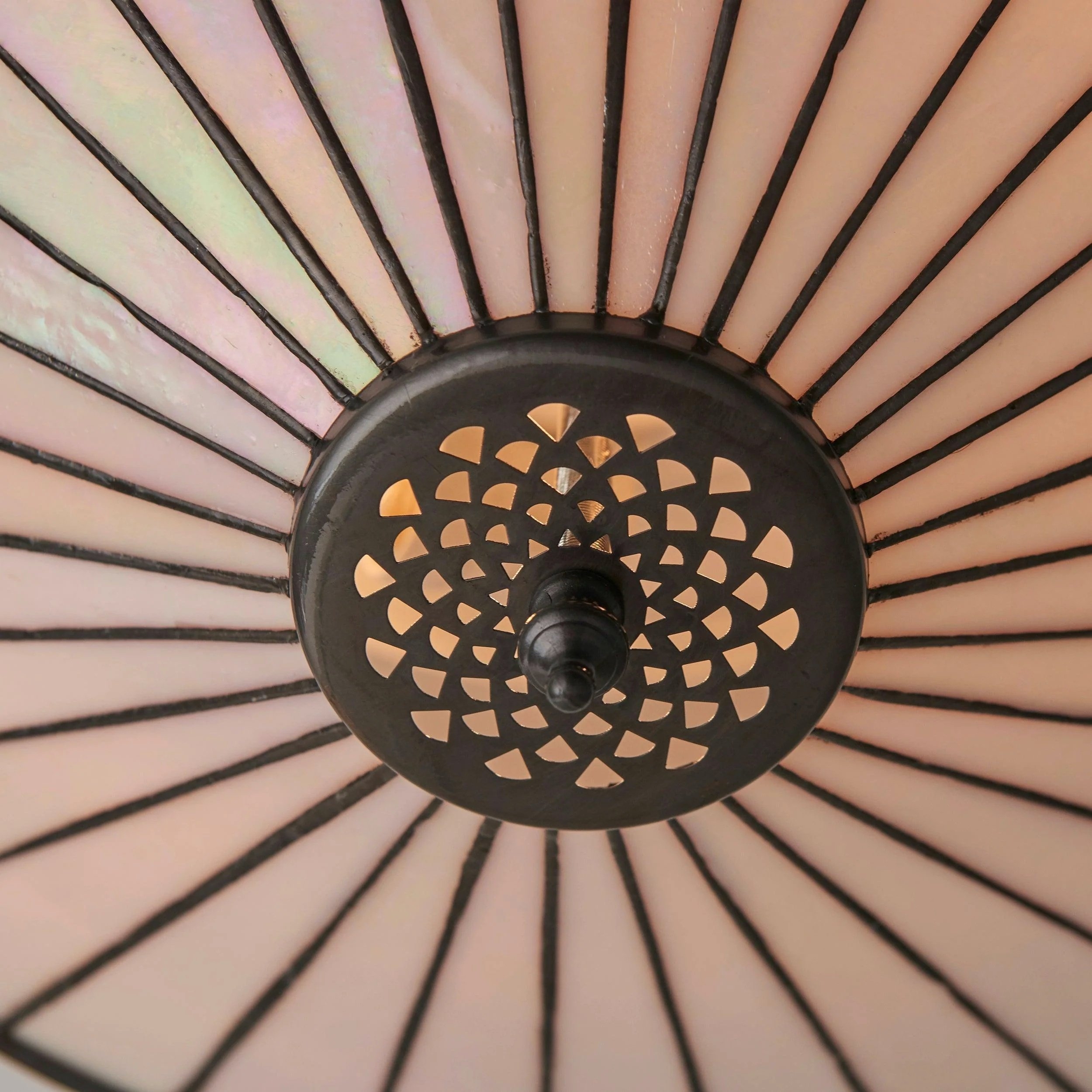 TiffStar Elegant Art Glass Ceiling Light – Vintage Flush Lamp for Living Rooms T634