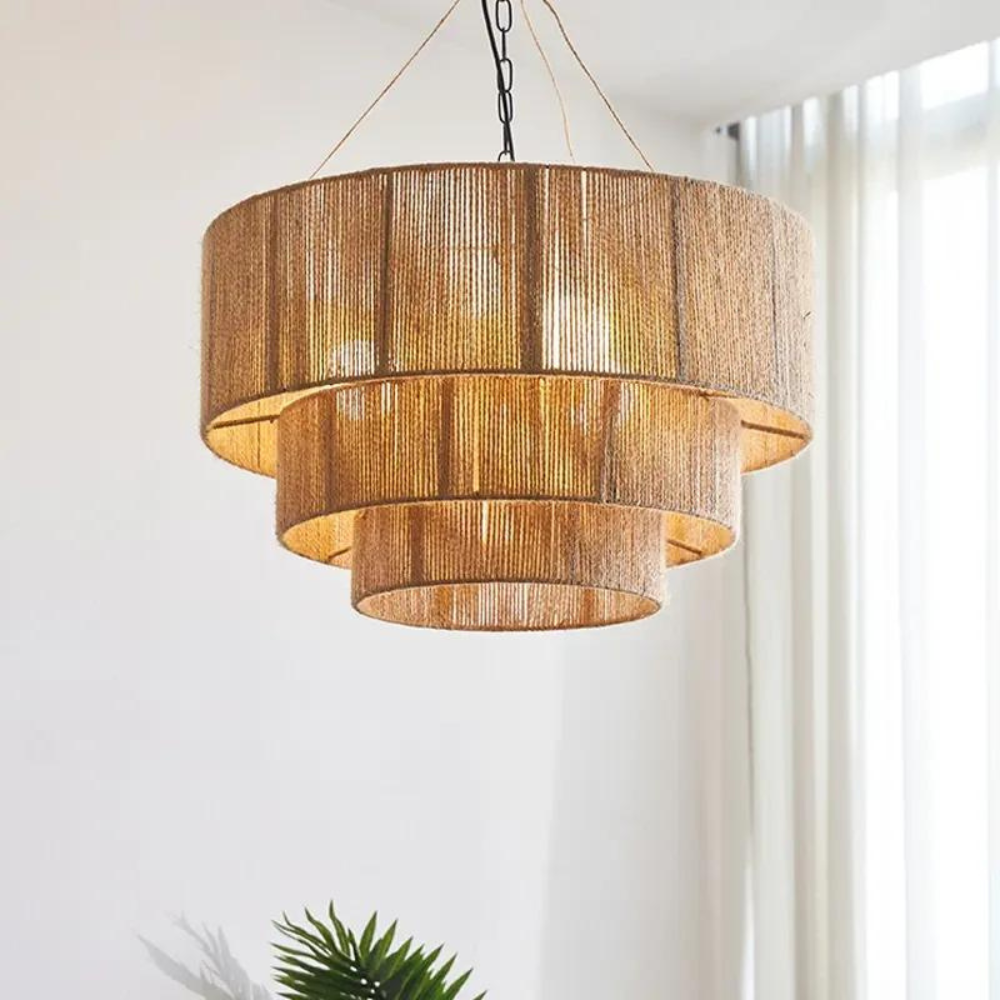 The Elegant Woven Waterfall Rattan Pendant Light T2052