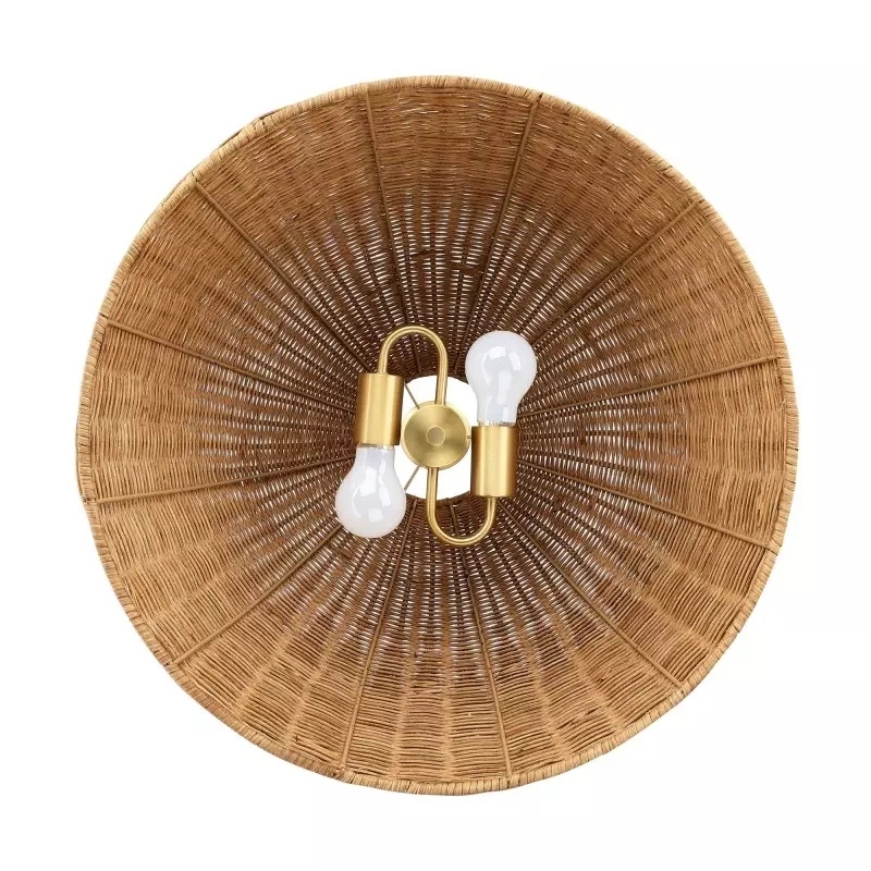 Welanery Dome Pendant Light - Modern Rattan Shade Lamp for Dining Room T1222