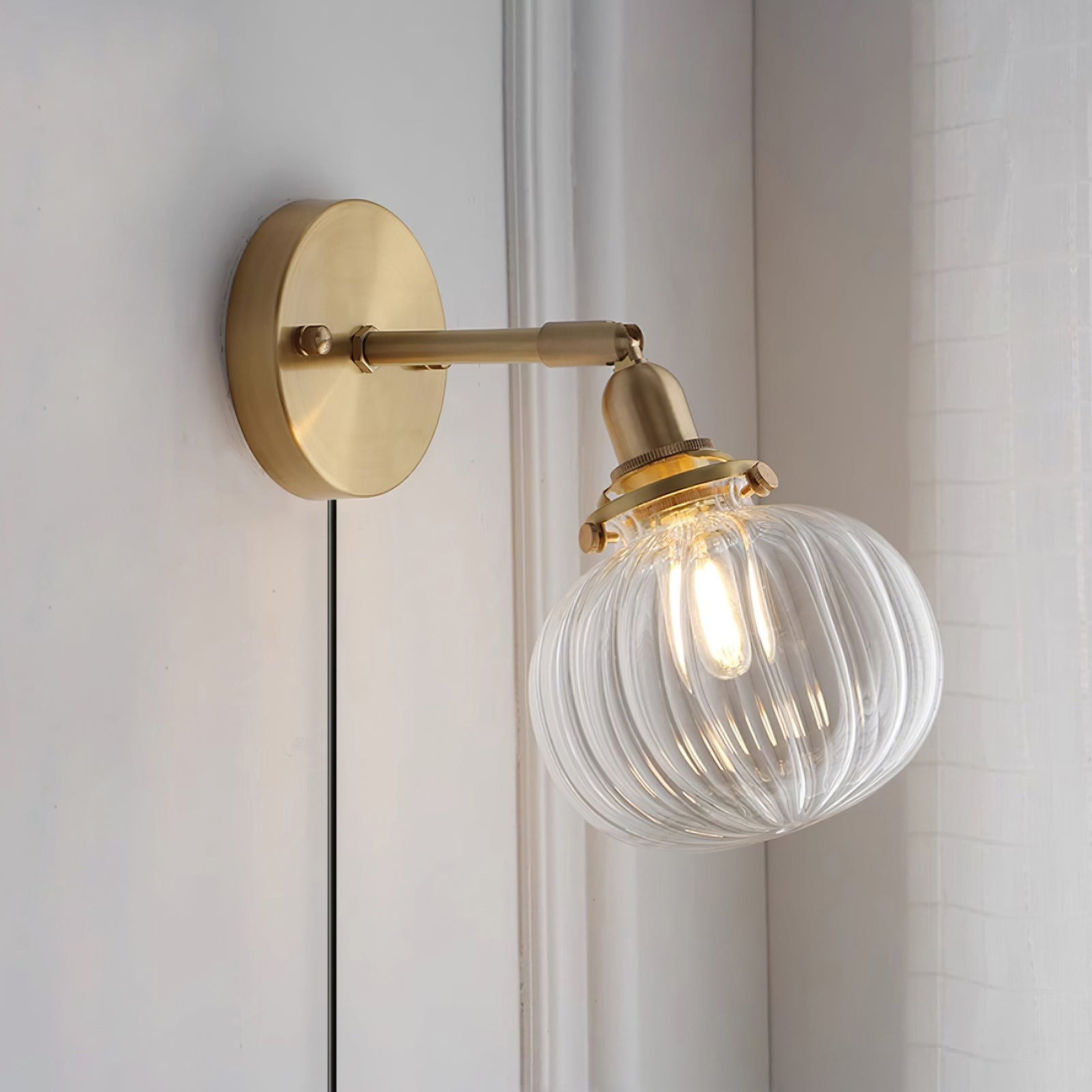 Japanese Style Vintage Brass Glass Wall Lamp M234