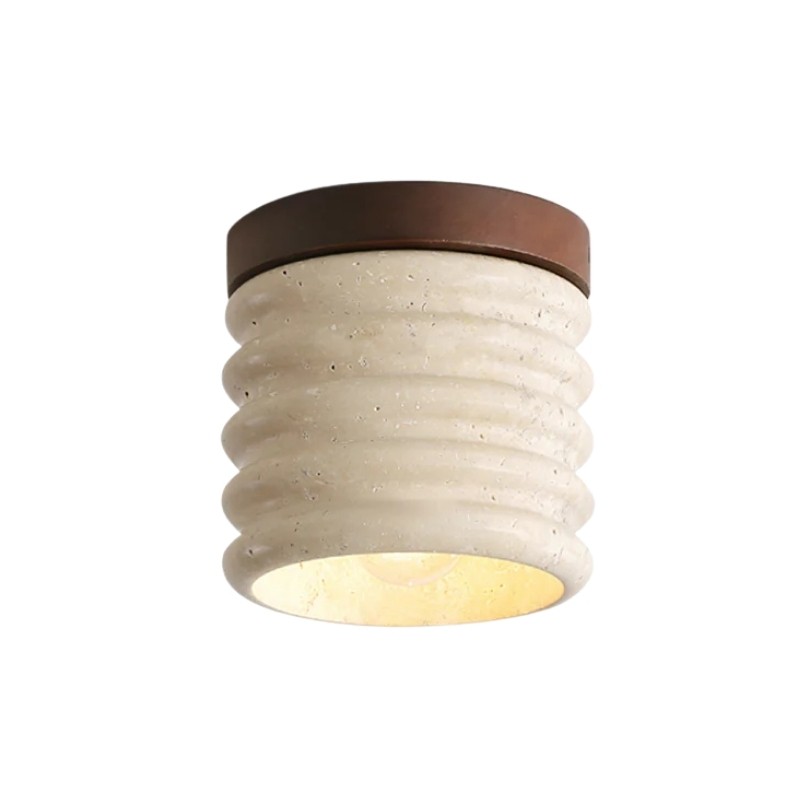 Medieval Wabi-Sabi Travertine Light – Cylinder Ceiling Lamp S293