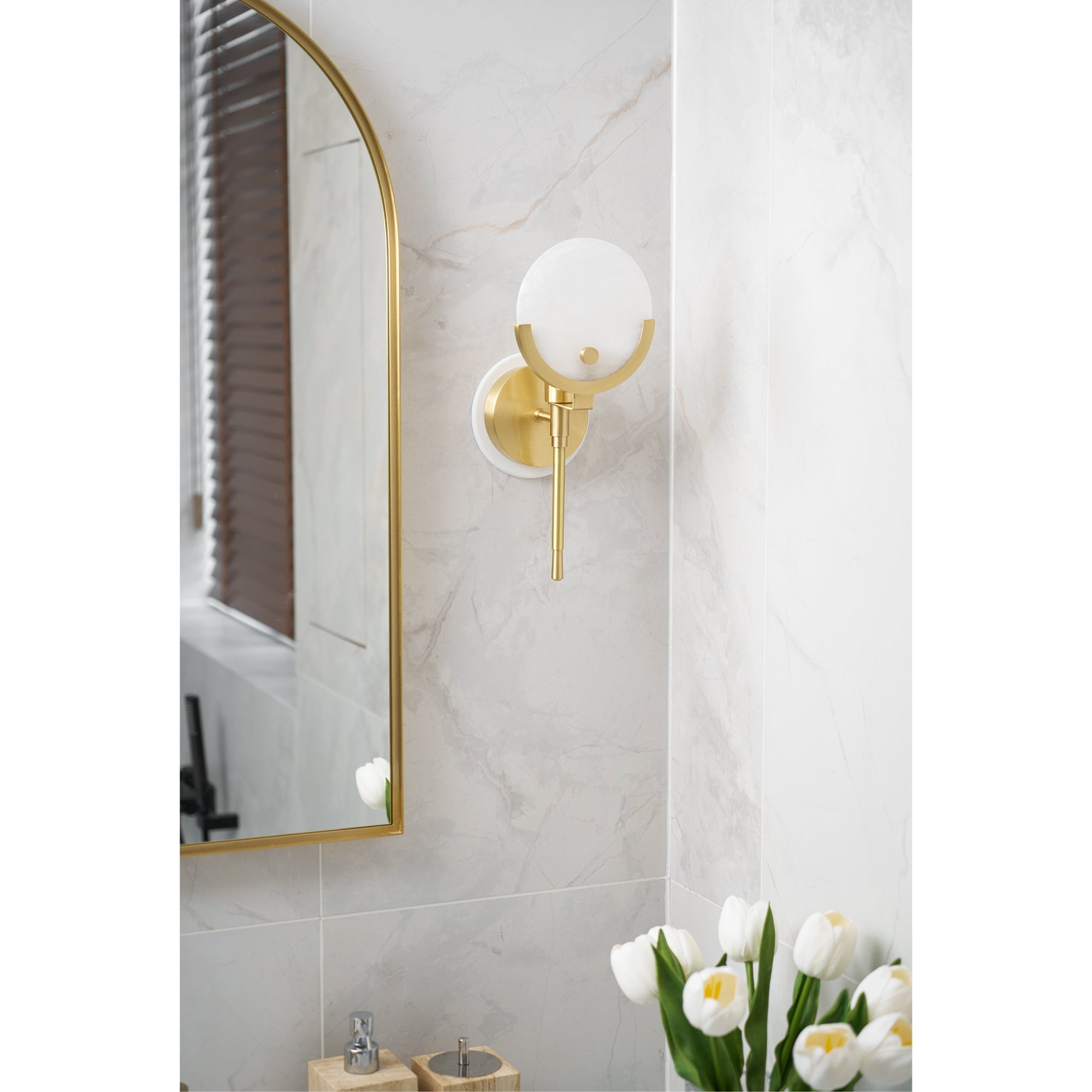Ava Brass Alabaster Wall Lamp T1612