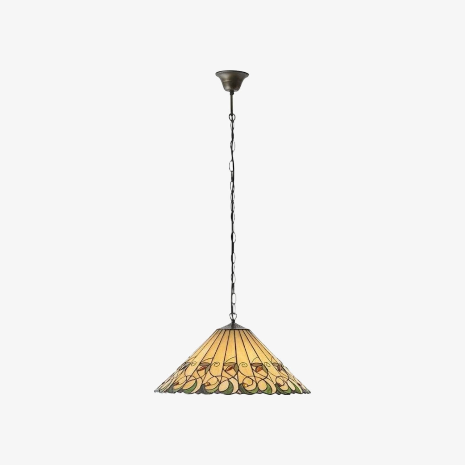 TF Jamelia Vintage Floral Stained Glass Dome Pendant Light for Dining Rooms T1052