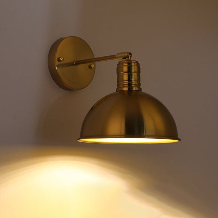 Modern Simple Iron Plated Brass Cone Round 1-Light Wall Sconce Lamp T179