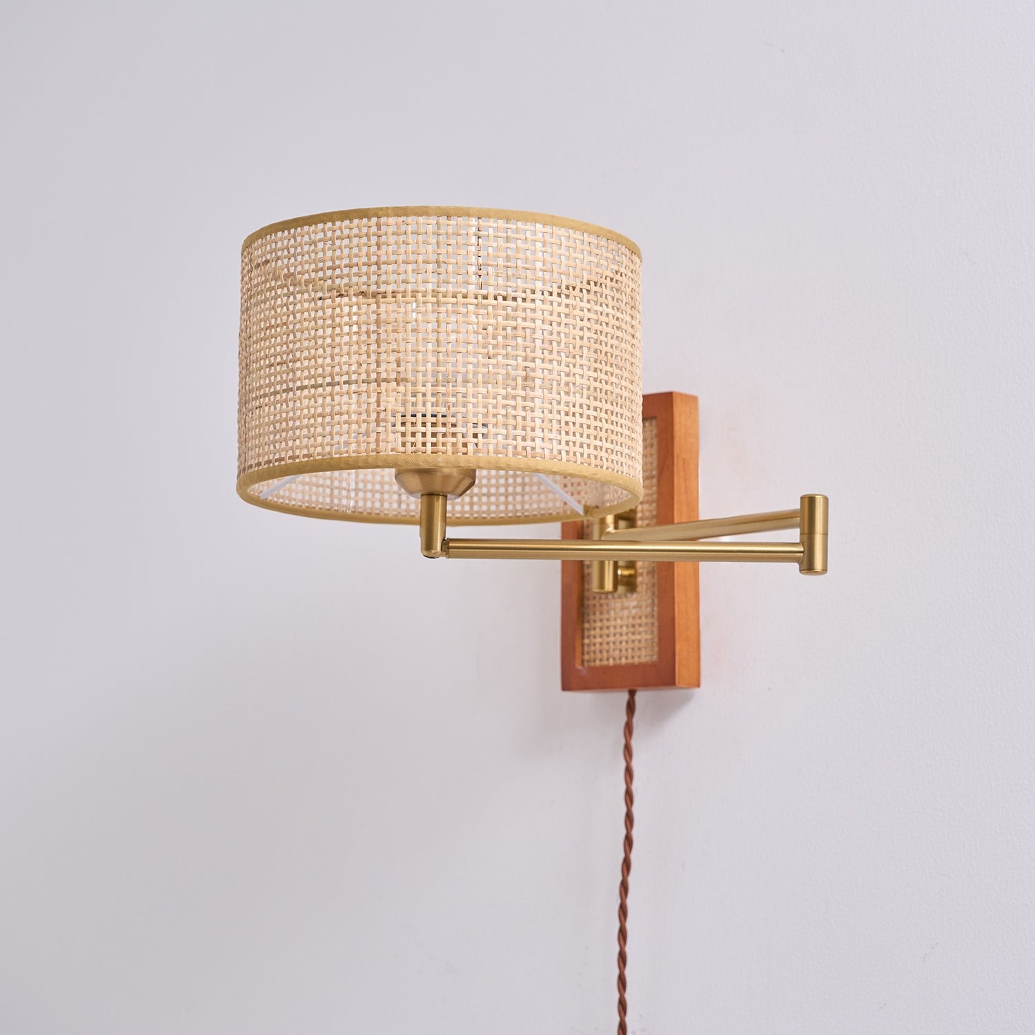 Rattan Swing Arm Wall Lamp P013