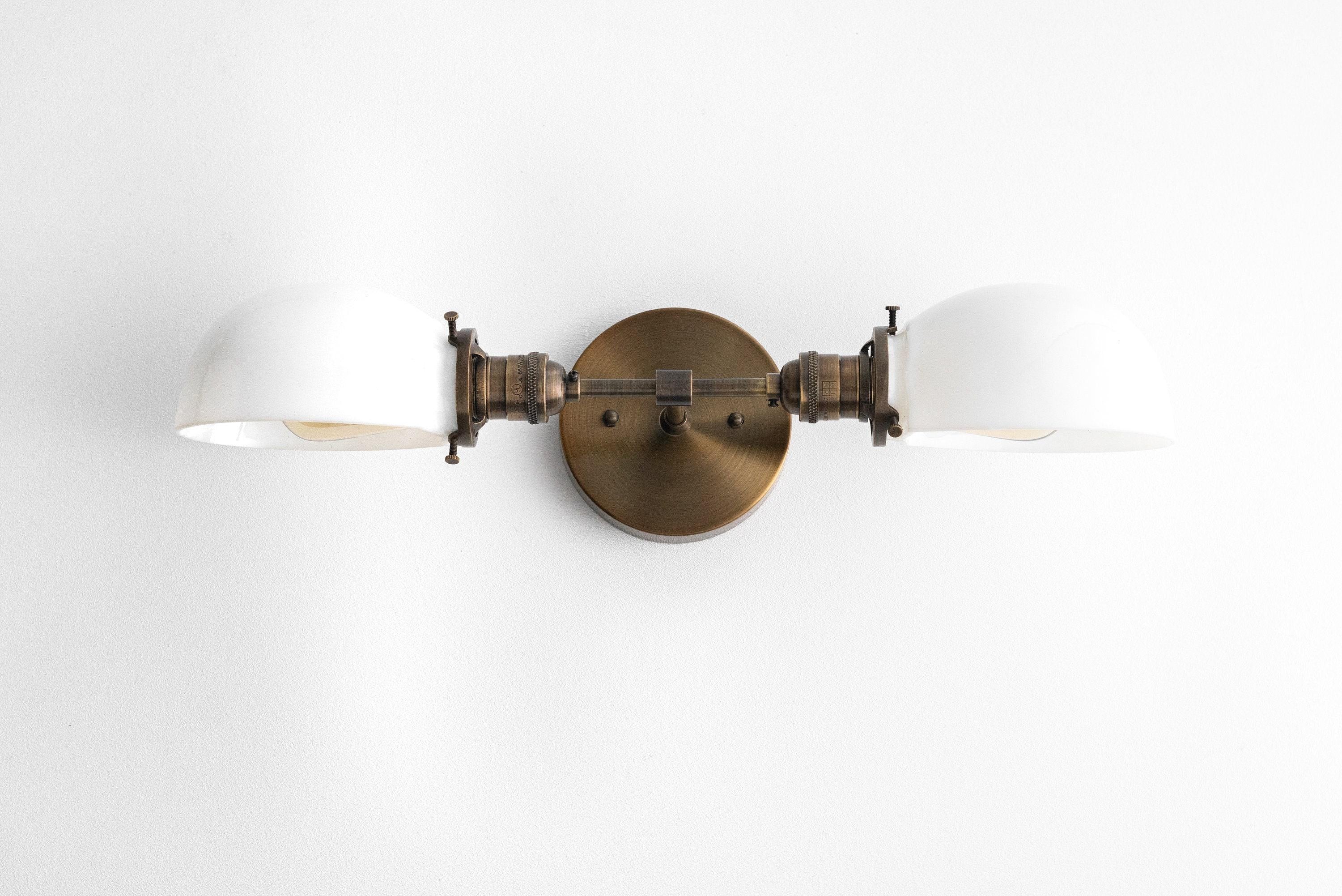 Ornato Luxe Mid-Century Vanity Light - Brass Bathroom Fixture with Opal Glass T326