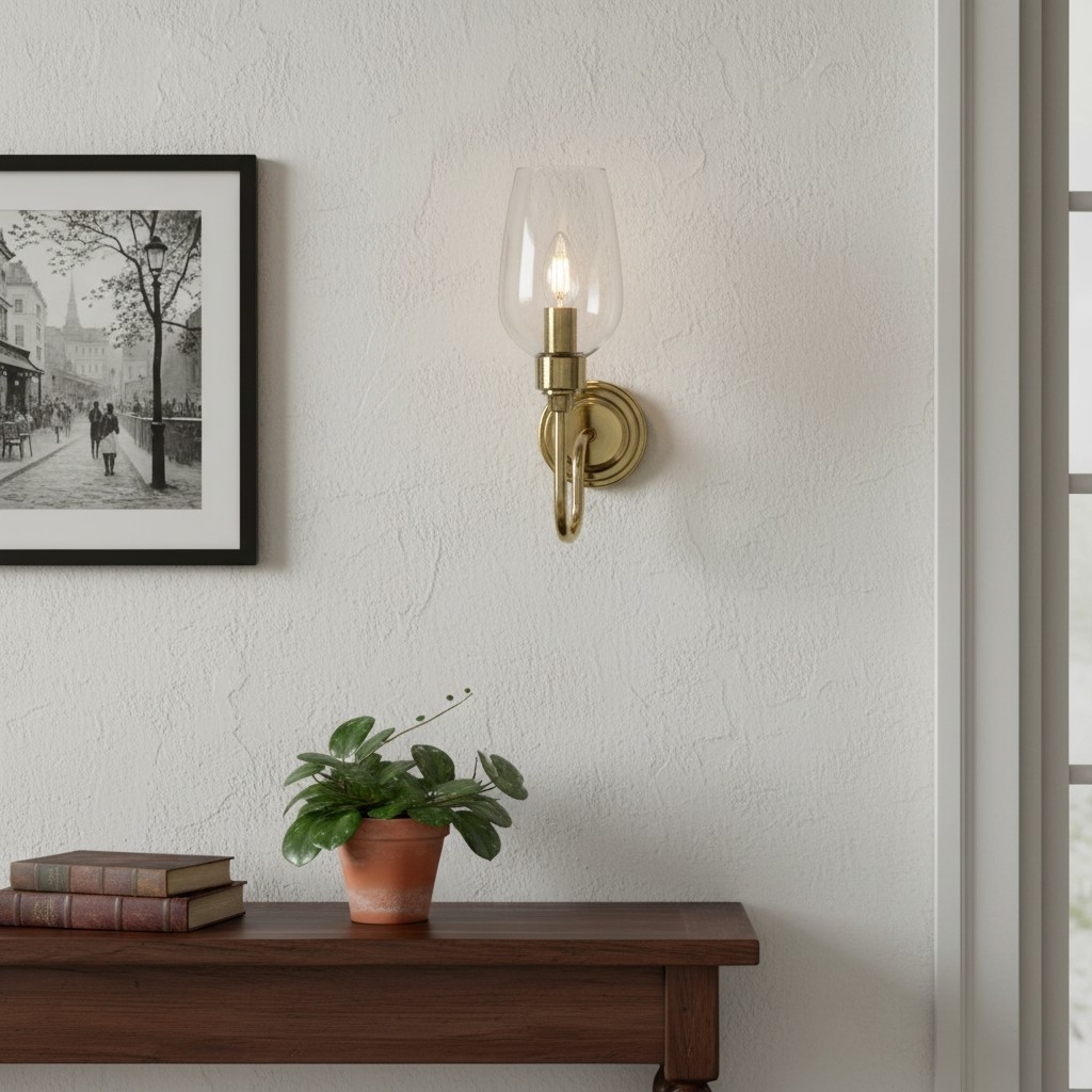 Clarione Art Deco Wall Light with Clear Glass Shade - Modern Metal Design for Hallways T918