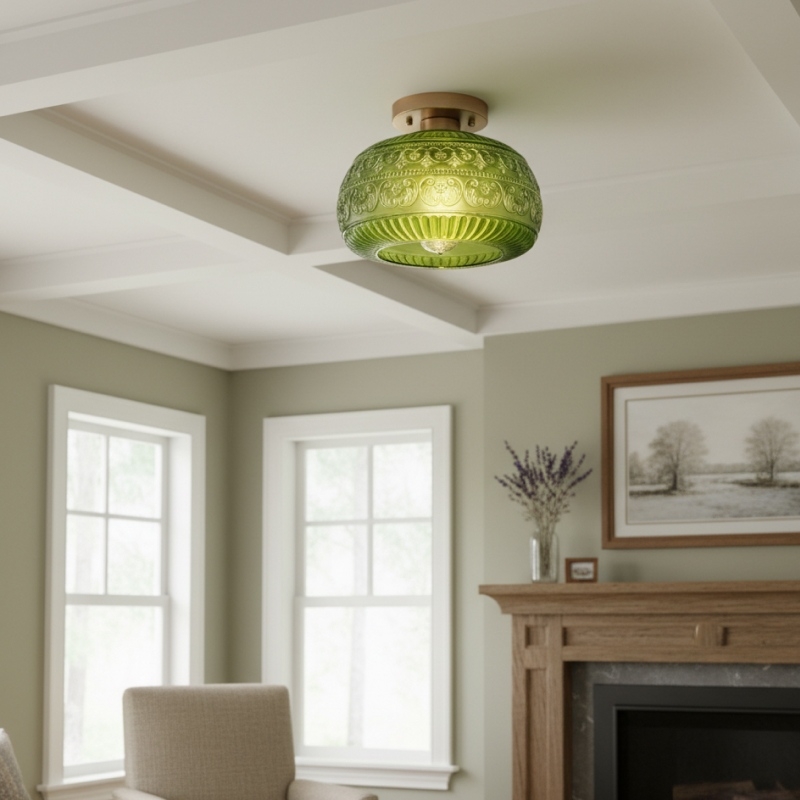 Lurex Engraved Textured Glass Flush Mount - Classic Entryway Decorative Light U21