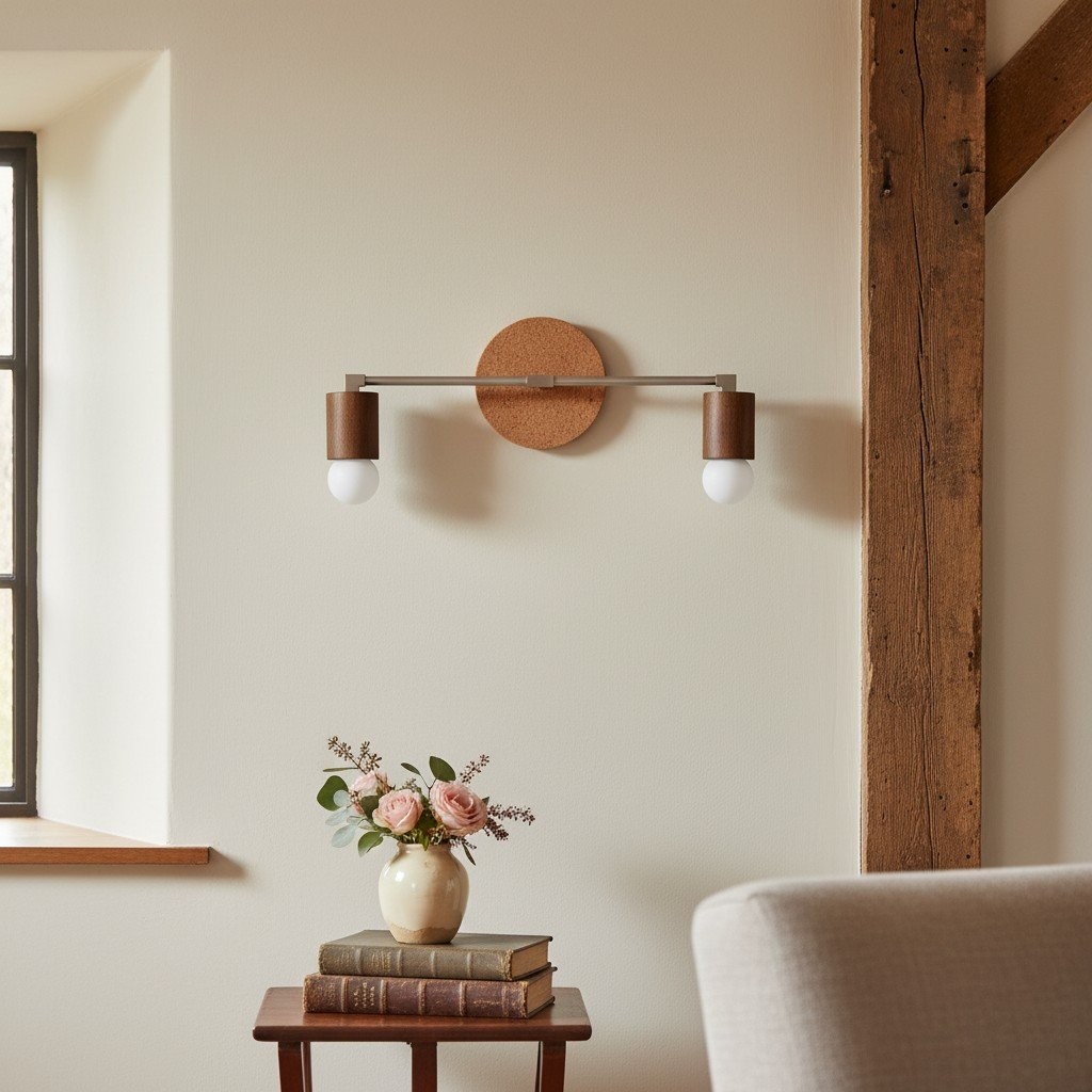 Mobilux Line Wood and Vanity Light - Bohemian Bathroom Lighting Fixture T374