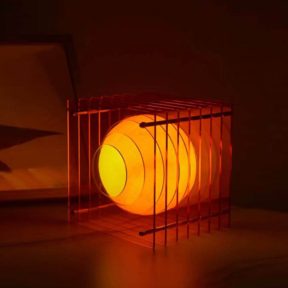 Geometric Moon Cube Lamp – Atmospheric luminous sphere S252