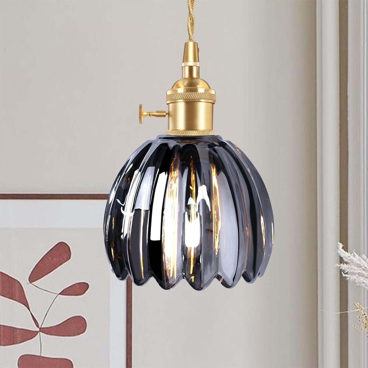Japanese Retro Glass Flower Pendant Light S17