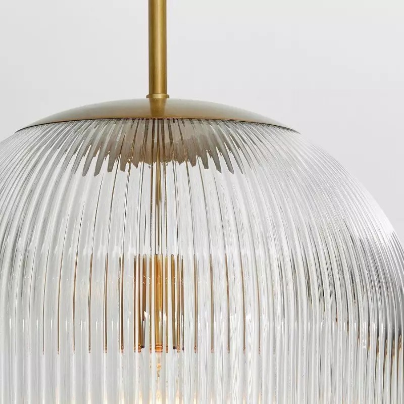 Alain Farmhouse Cooper Ribbed Glass Pendant Light G83