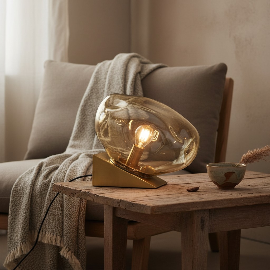 Glissora Glass Table Lamp - Soft Sculptural Glass Form for Living Room or Bedroom T805