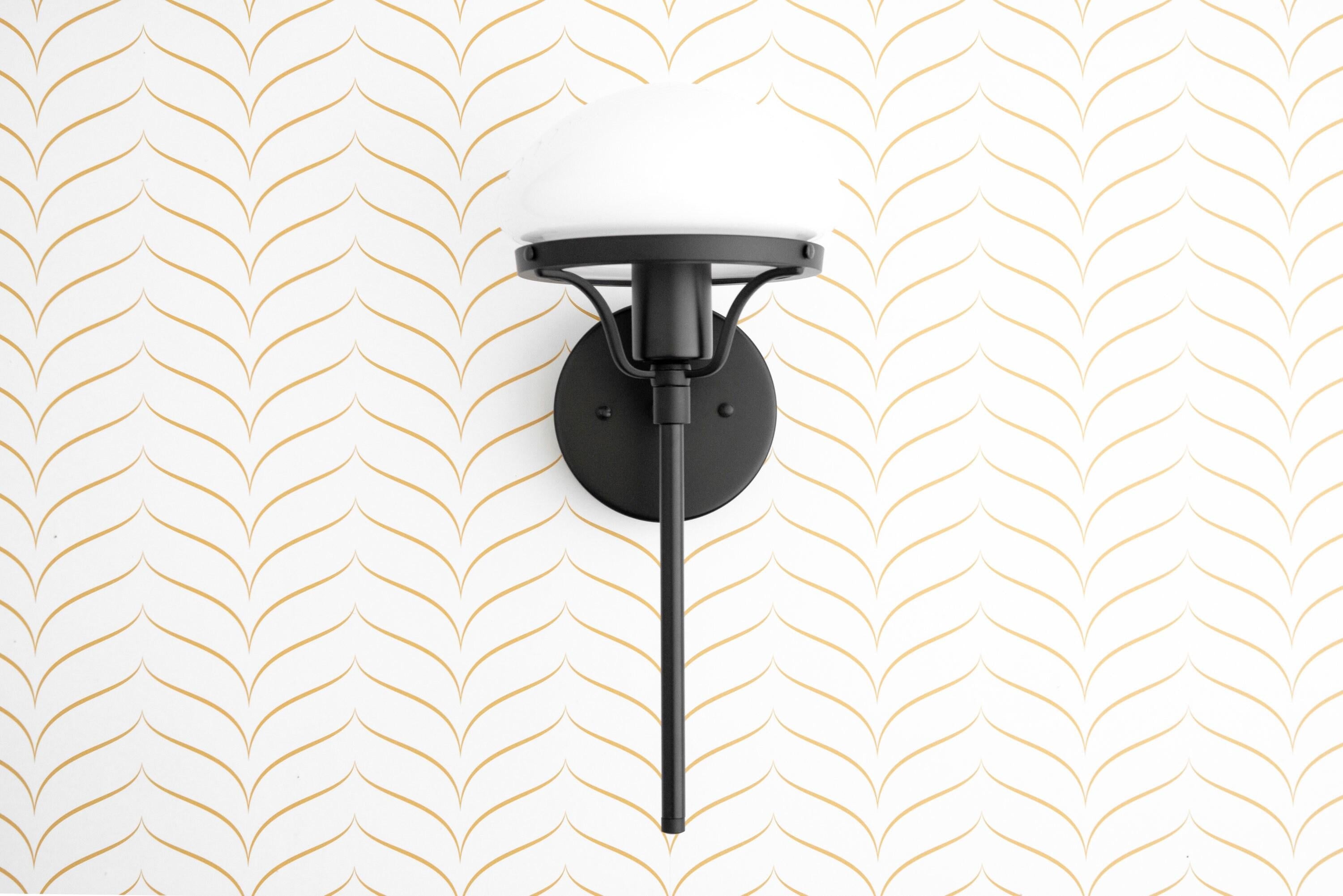 Ornato Luxe Modern Art Deco Wall Light - Opal Glass Globe Sconce - Brass or Black T350
