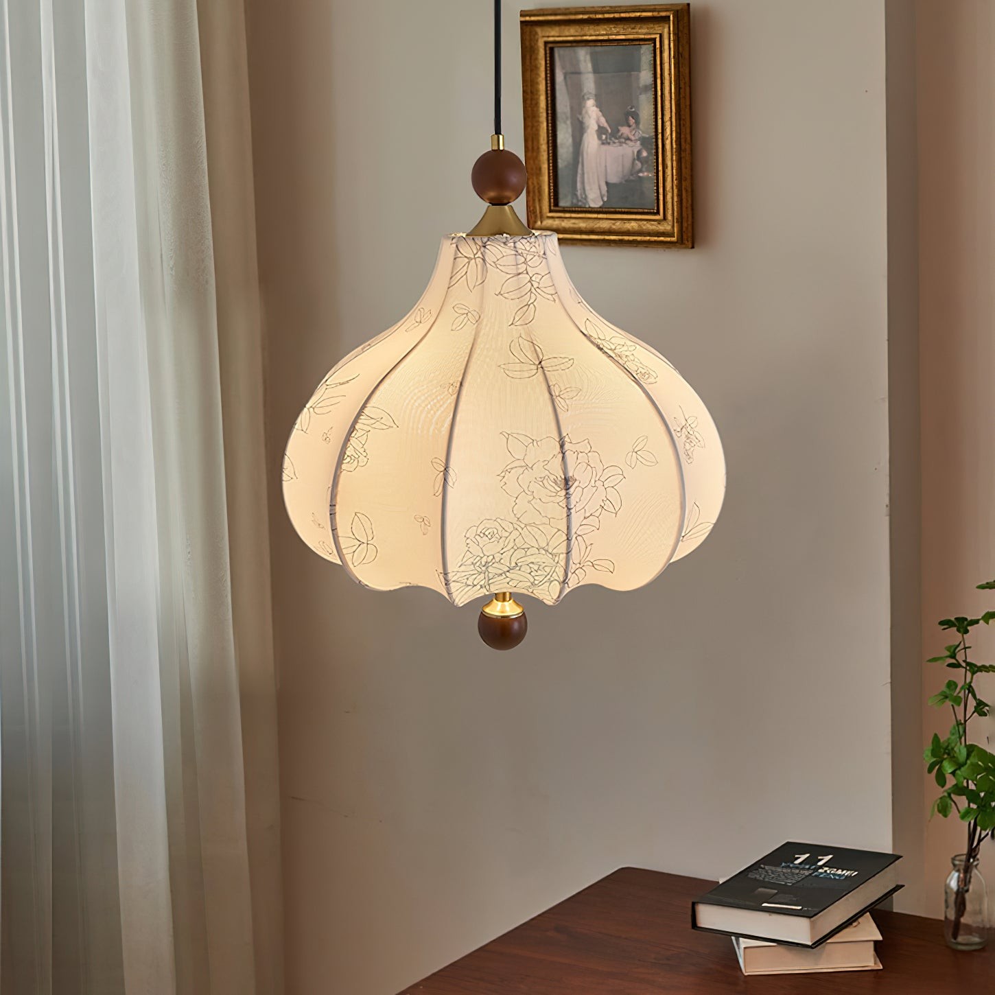 French Retro Fabric Pattern Pendant Lamp M562