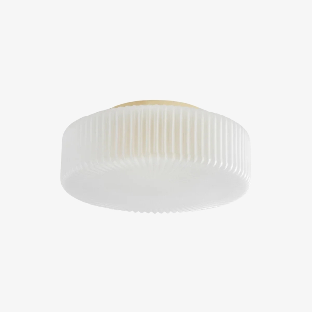 Lunorib Ribbed Opaline Glass Flush Mount Ceiling Light - Modern Hallway Glow T1075