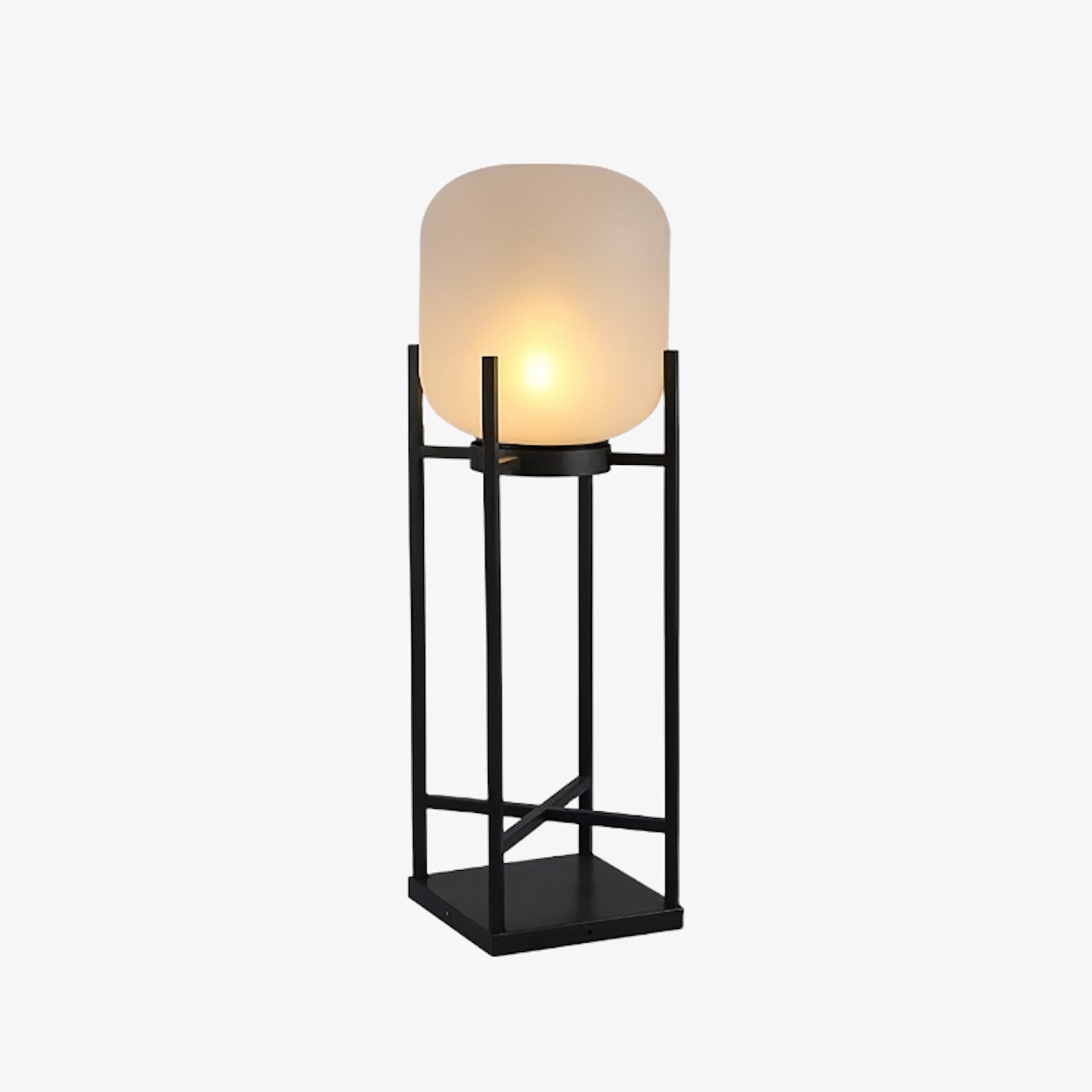 Minimalist Lantern Floor Light – Glass Shade for Outdoor Spaces
