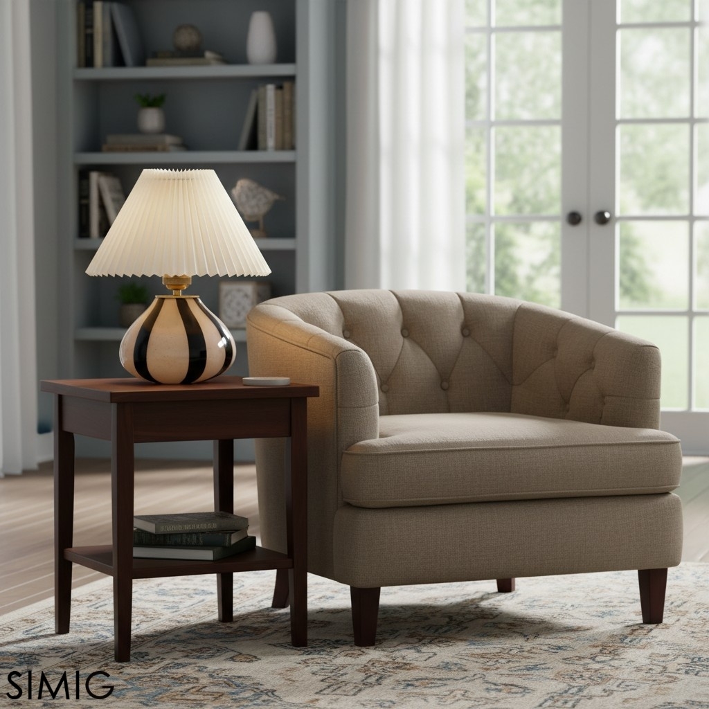 Undara Decorative Table Lamp – Fabric Shade Glass Base for Home T591