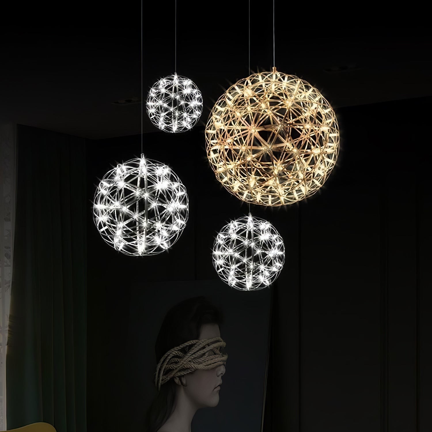 Silver Spark Ball Pendant Light T204