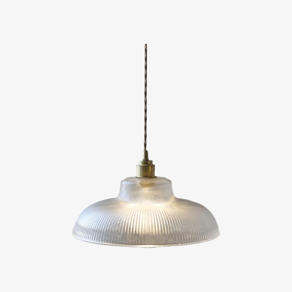 Ribilux Ribbed Pendant Light - Vintage Glass and Metal for Kitchen and Dining Room T1120