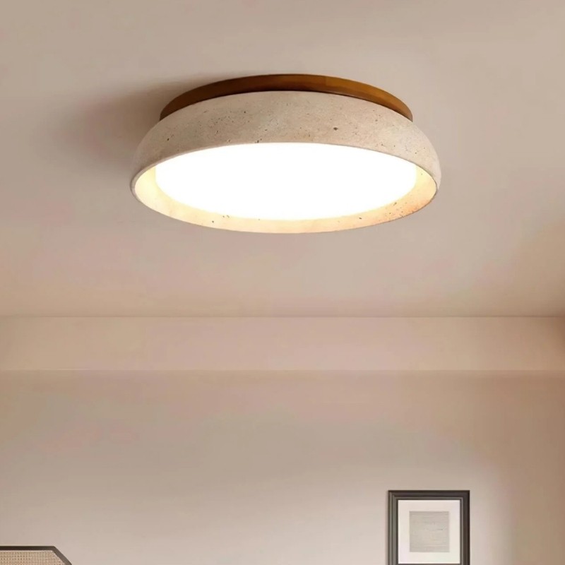 Wabi Sabi Travertine Round Ceiling Lamp - Light for Living Room S290