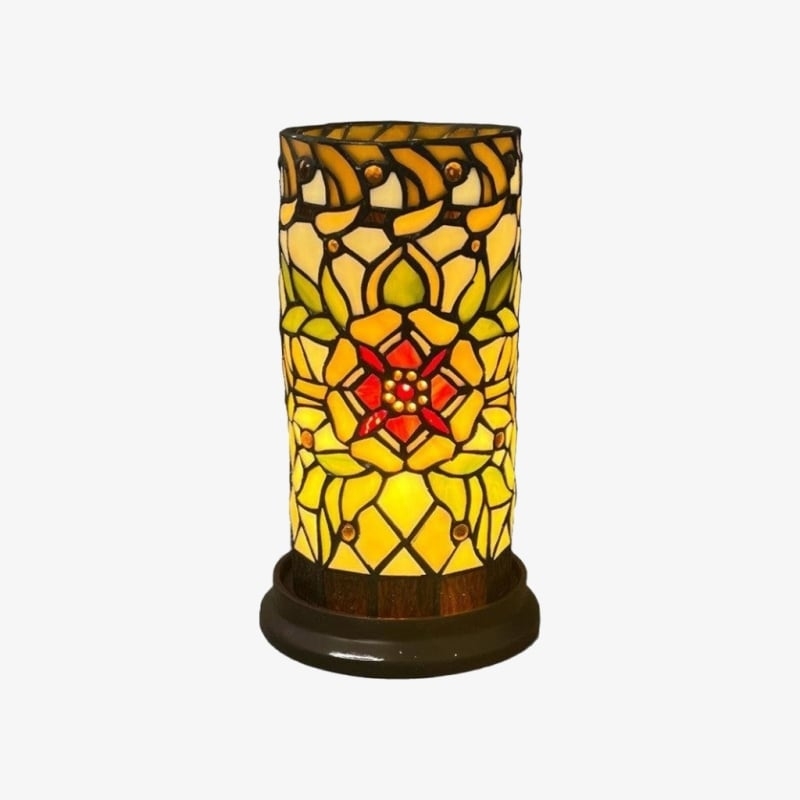 TF Angelique Art Nouveau Stained Glass Table Lamp - Handcrafted Floral Design for Living Room T905