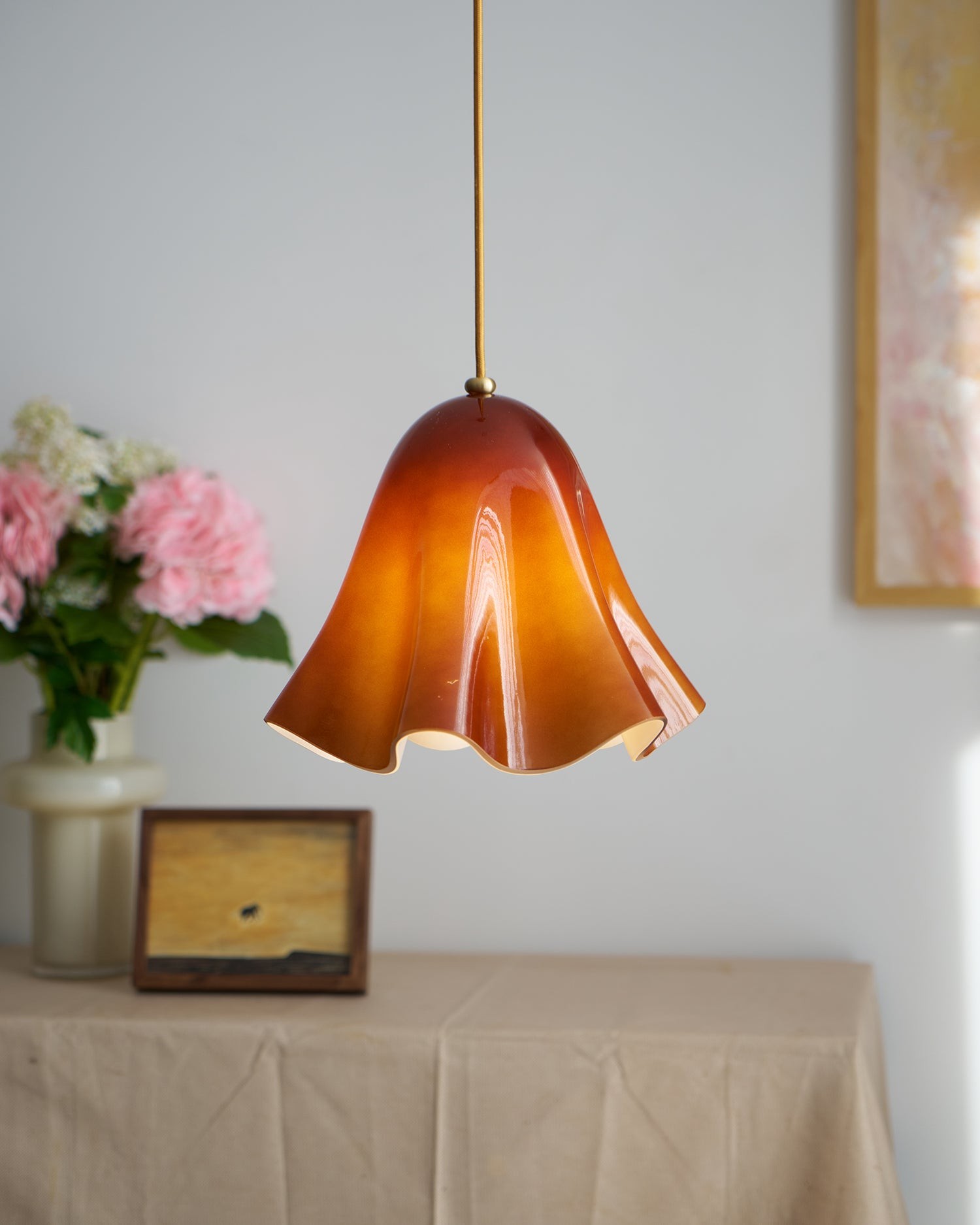 Bellina Wavy Edge Glass Pendant - French Style Light for Kitchen T279