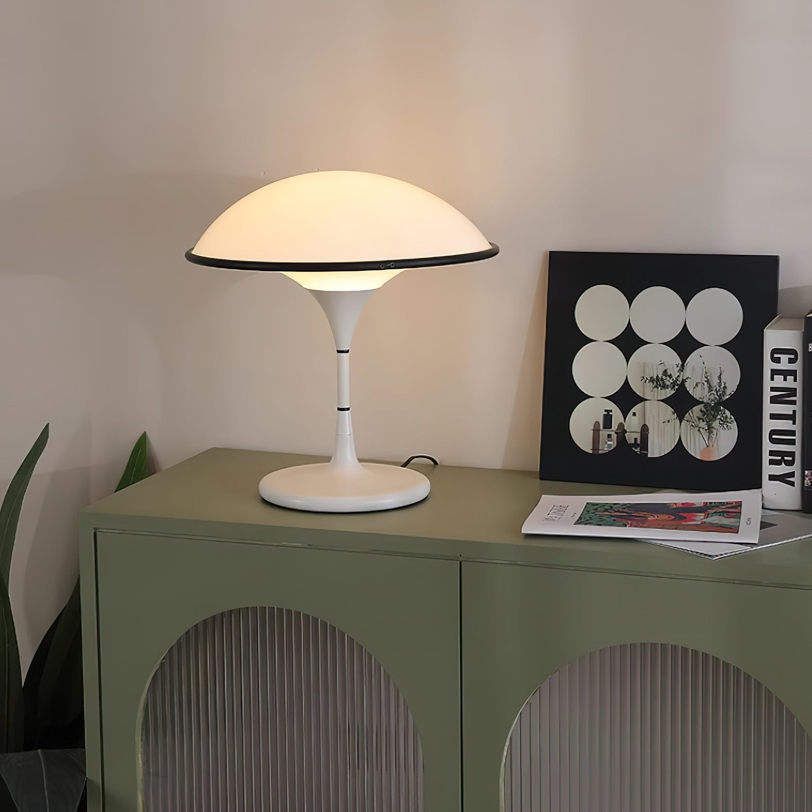 Danish Retro White Flying Saucer Table Lamp M277