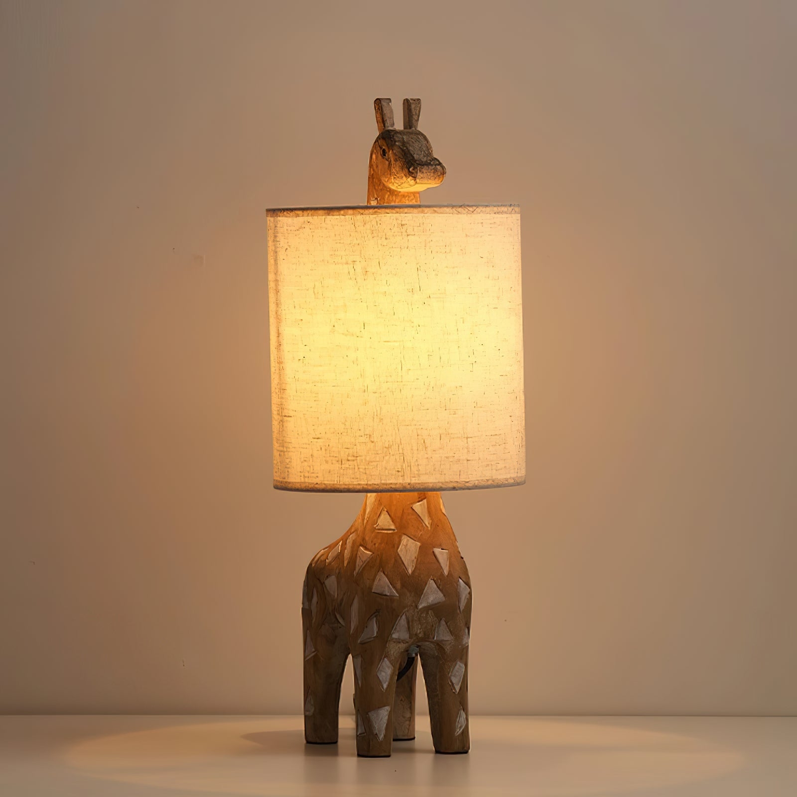Carved Wood Animal Table Lamp T1745
