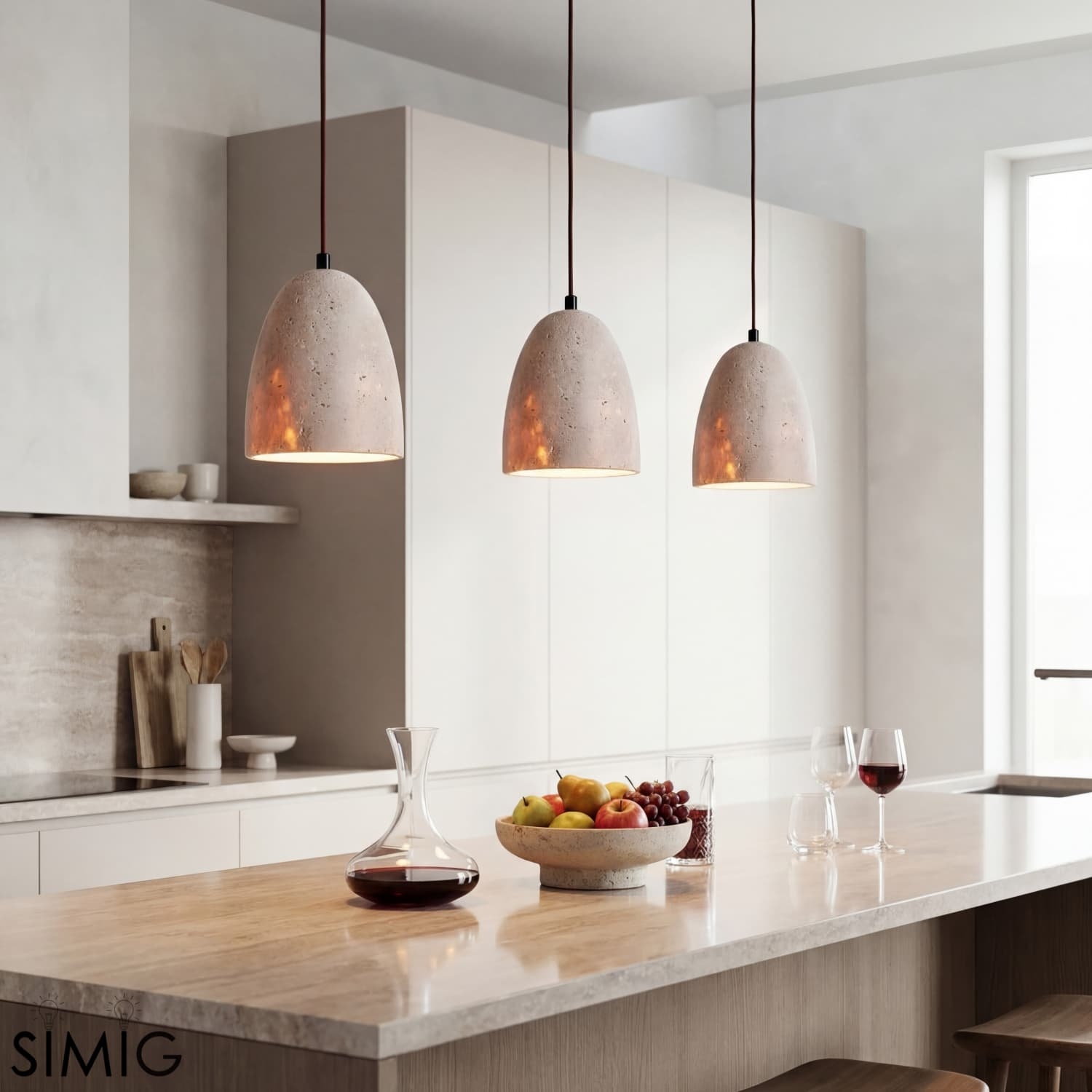 Natural Stone Pendant Lamp - Vintage Design for Dining Area S284