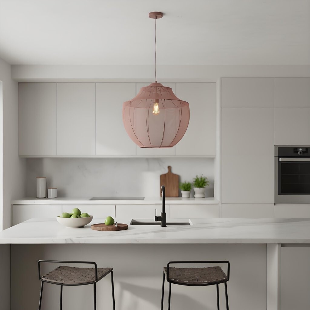 Lumifil Modern Mesh Pendant Light - Hanging Fabric Lghts are Suitable for Dining Rooms or Kitchen Islands T794