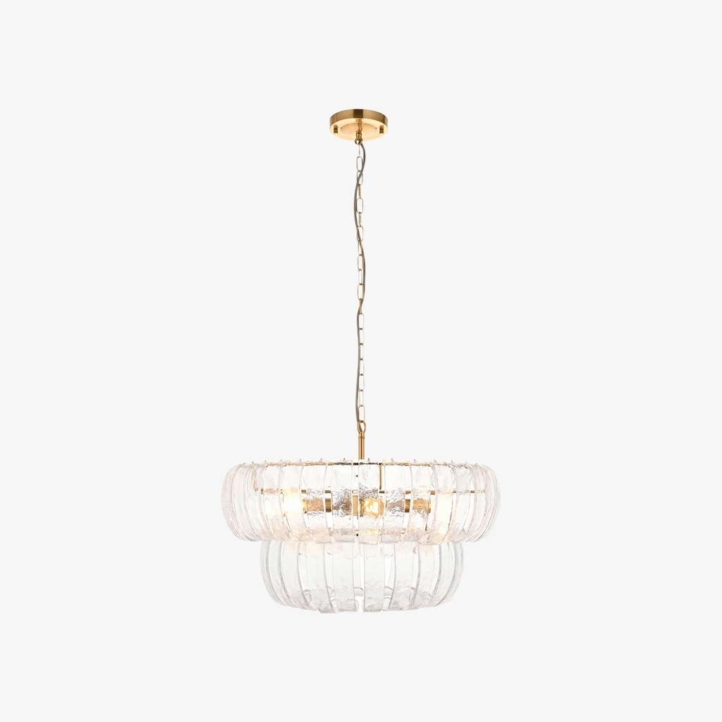 Solara 6-Light Tiered Pendant - Cascading Curved Glass and Metal-Frame for Dining & Entry T908