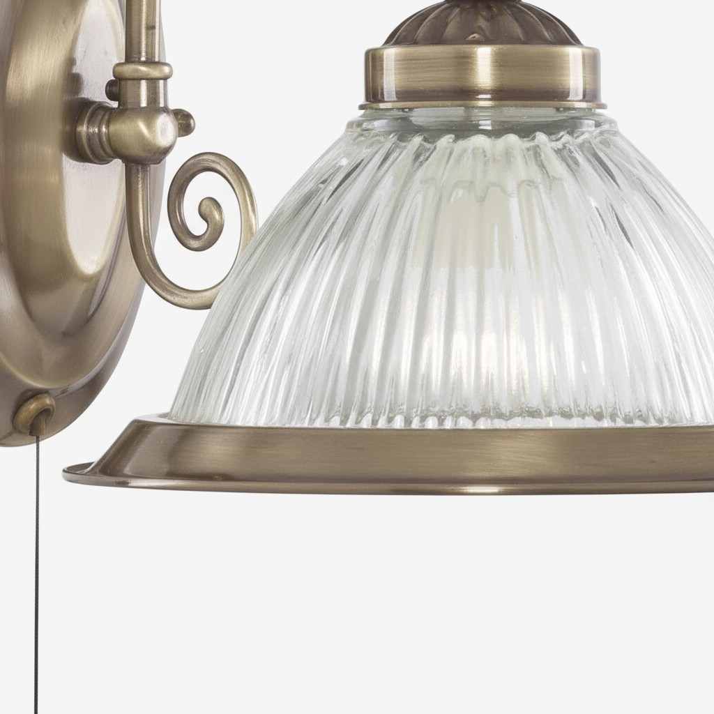 TF Vintora Ribbed Glass Wall Lamp - Industrial Bell Shape for Diner and Hallway T1004