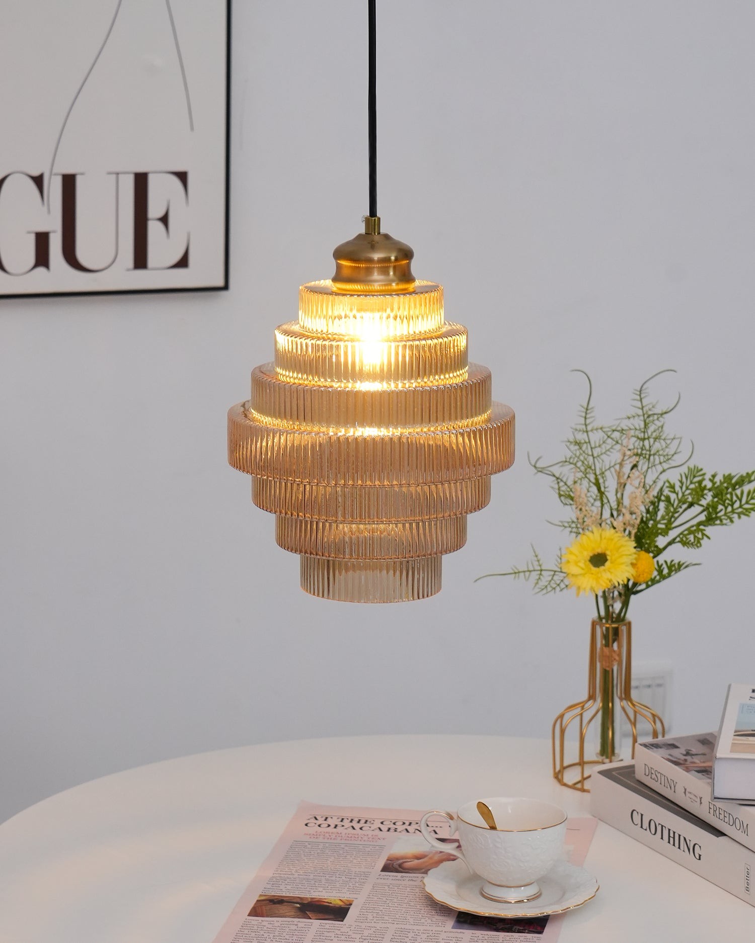 Modern Creative Pleated Design Glass Pendant Lamp M48
