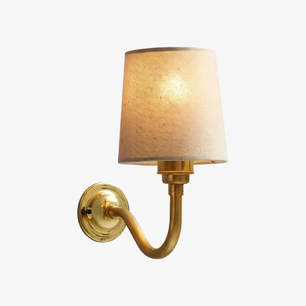 Cottaloy Vintage Fabric Curved Arm Wall Lamp for Living Room or Bedroom T2249