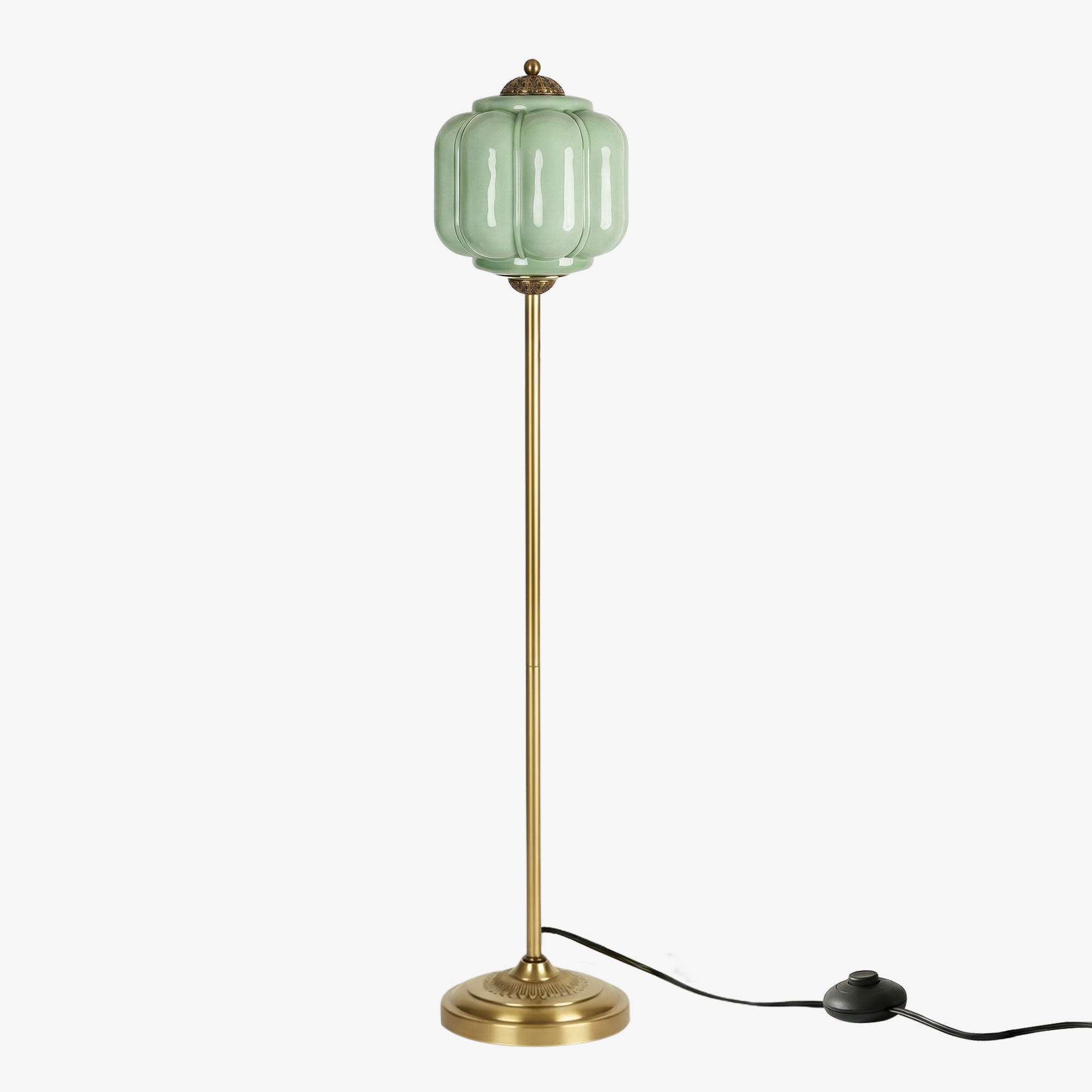 Eloise Pumpkin Glass Floor Lamp - Retro Lighting for Living Room T1169