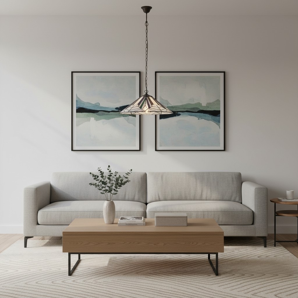 TF Astoria Tiffany Ceiling Pendant - Dimpled Geometric Glass Design for Living Room T1035