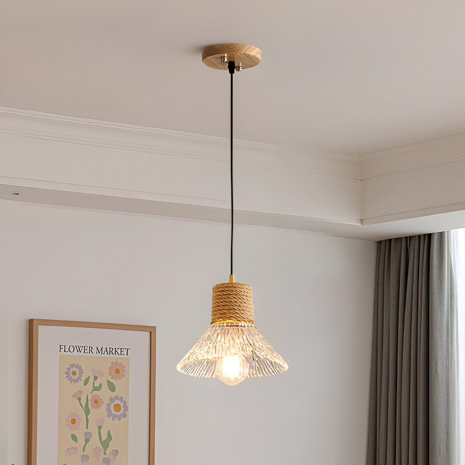 Nordic Hemp Rope Glass Pendant Light T2162