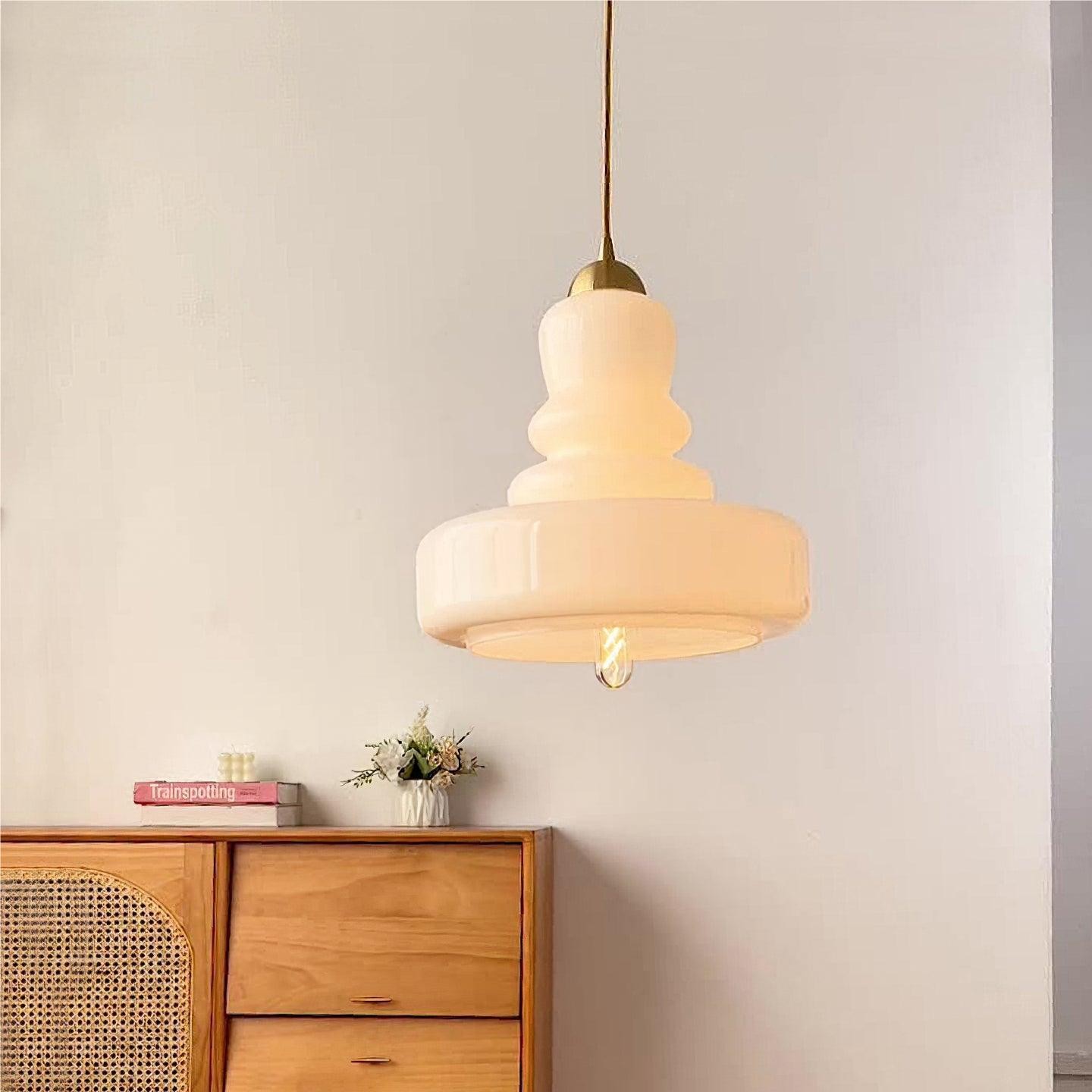 Bauhaus Vintage Cream Glass Pendant Lamp S174
