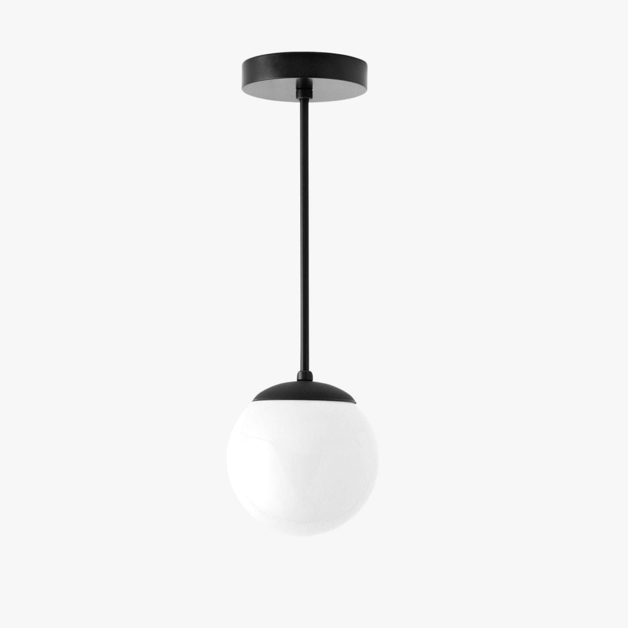 Glorica Glass White Globe Pendant Light - Mid Century Modern Glass Hanging Fixture T310
