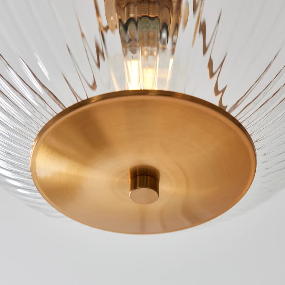Luntra Ribbed Glass Uplighter Flush - Elegant Ceiling Light for Hallways and Bedrooms T969