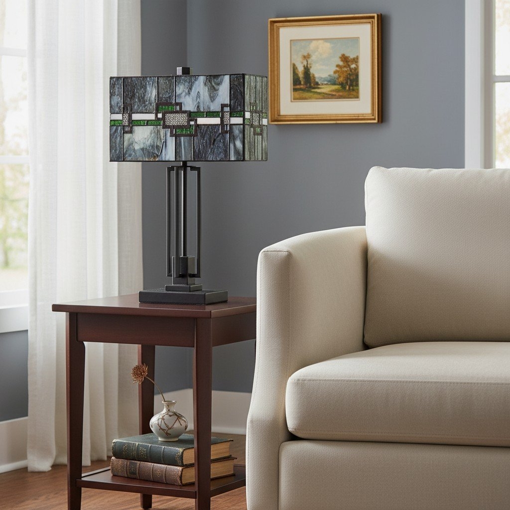 Culletto Mosaic Rectangular Stained Glass Table Lamp T646