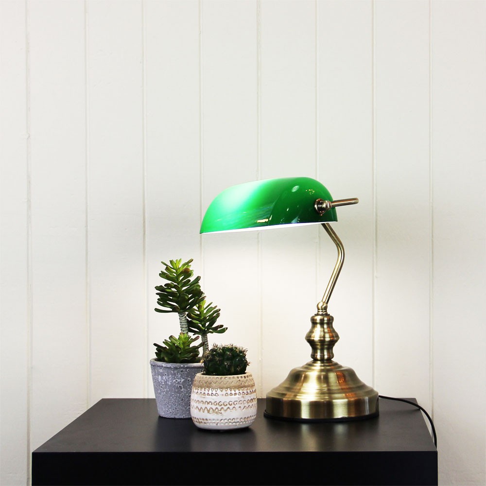 Classic Green Glass Bankers Table Lamp