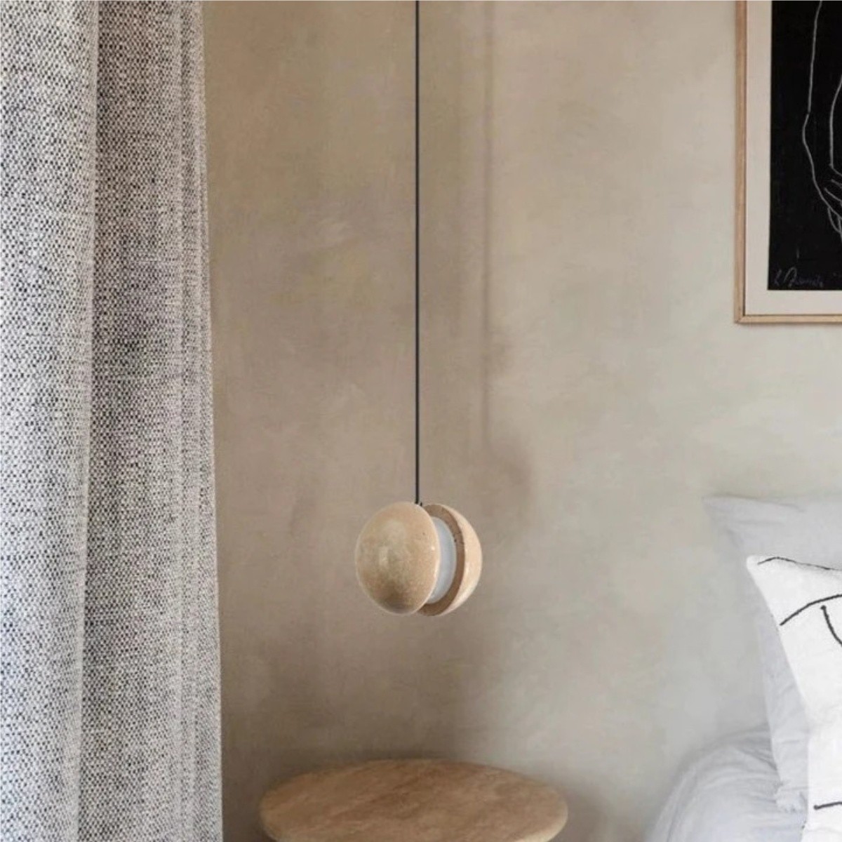 Contemporary Sandwich Shape Travertine Pendant Light S259