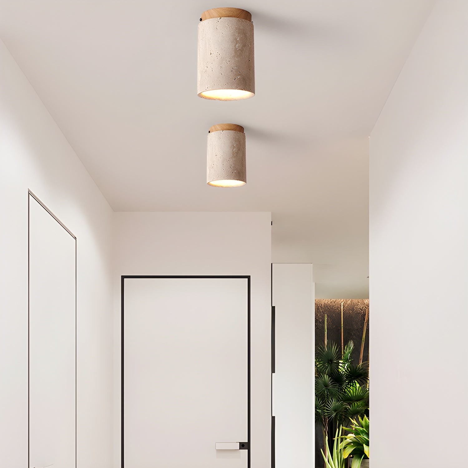 Marble Travertine Column Ceiling Lamp M405