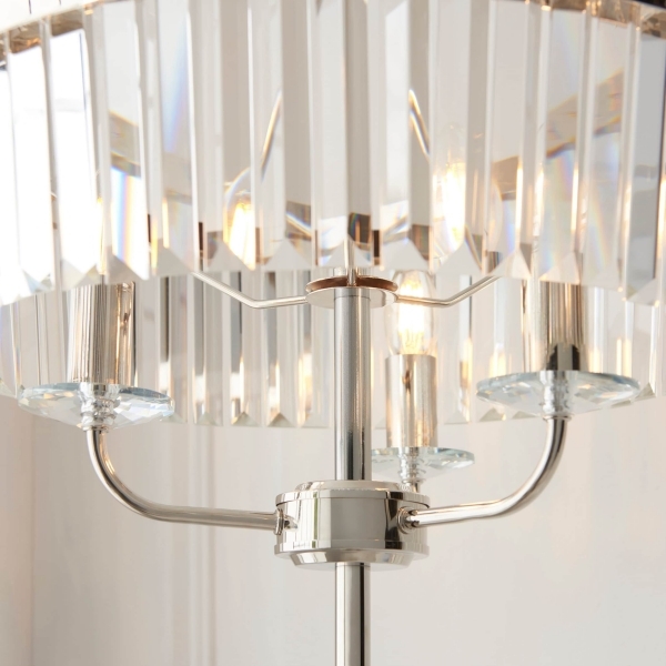 Beveline 3 Light Round Floor Lamp - Faceted Cut Glass Shades Classic Metal Finish For Living Rooms T877