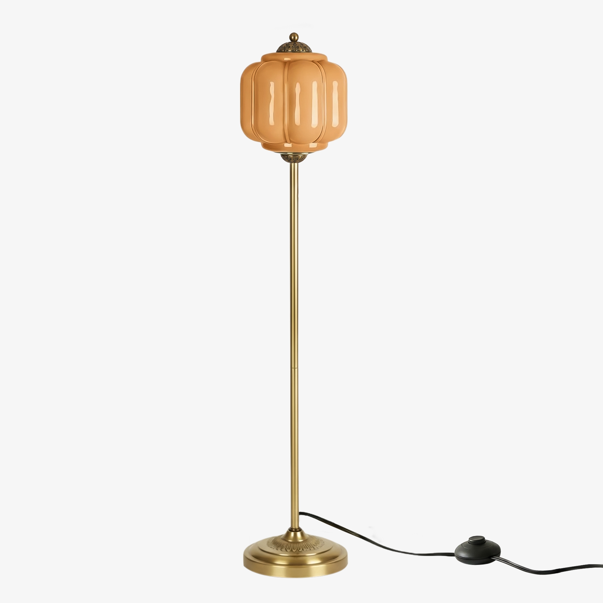 Eloise Pumpkin Glass Floor Lamp - Retro Lighting for Living Room T1169