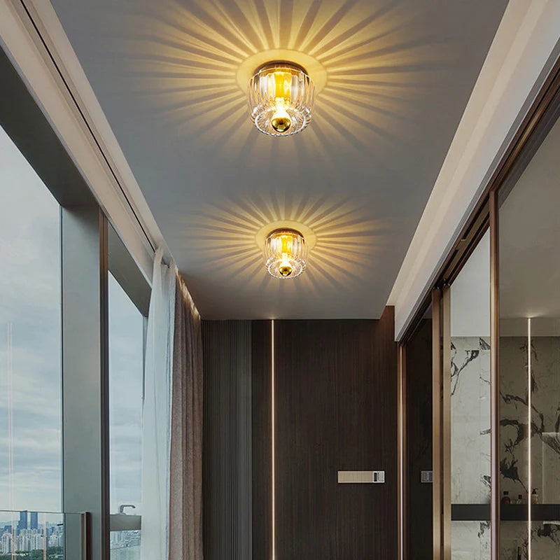 Clara Rays Contemporary Brass Glass Ceiling Light T2175