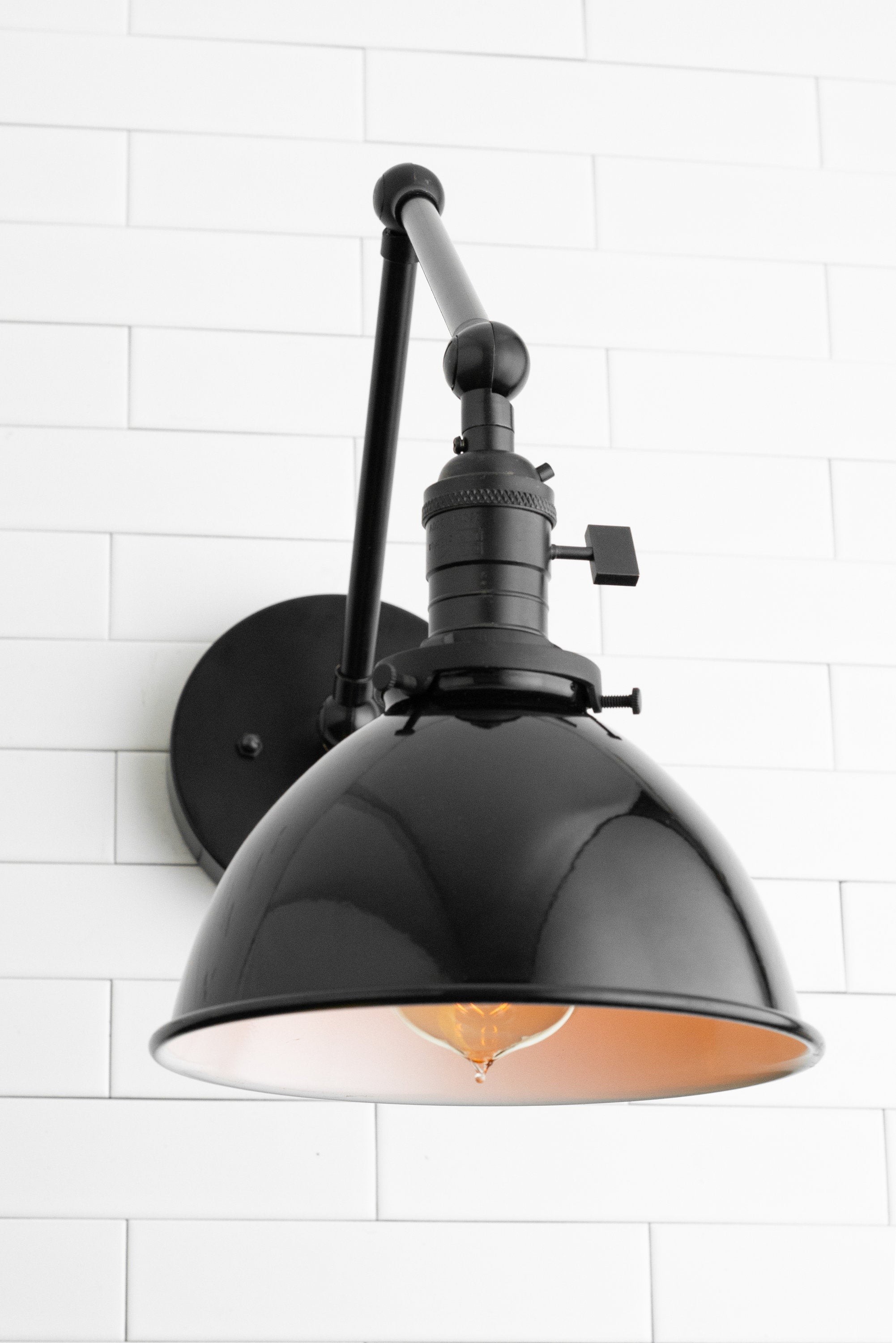 Conique Metal Vintage Industrial Swing Arm Wall Lamp - Adjustable Dome Shade for Study T313