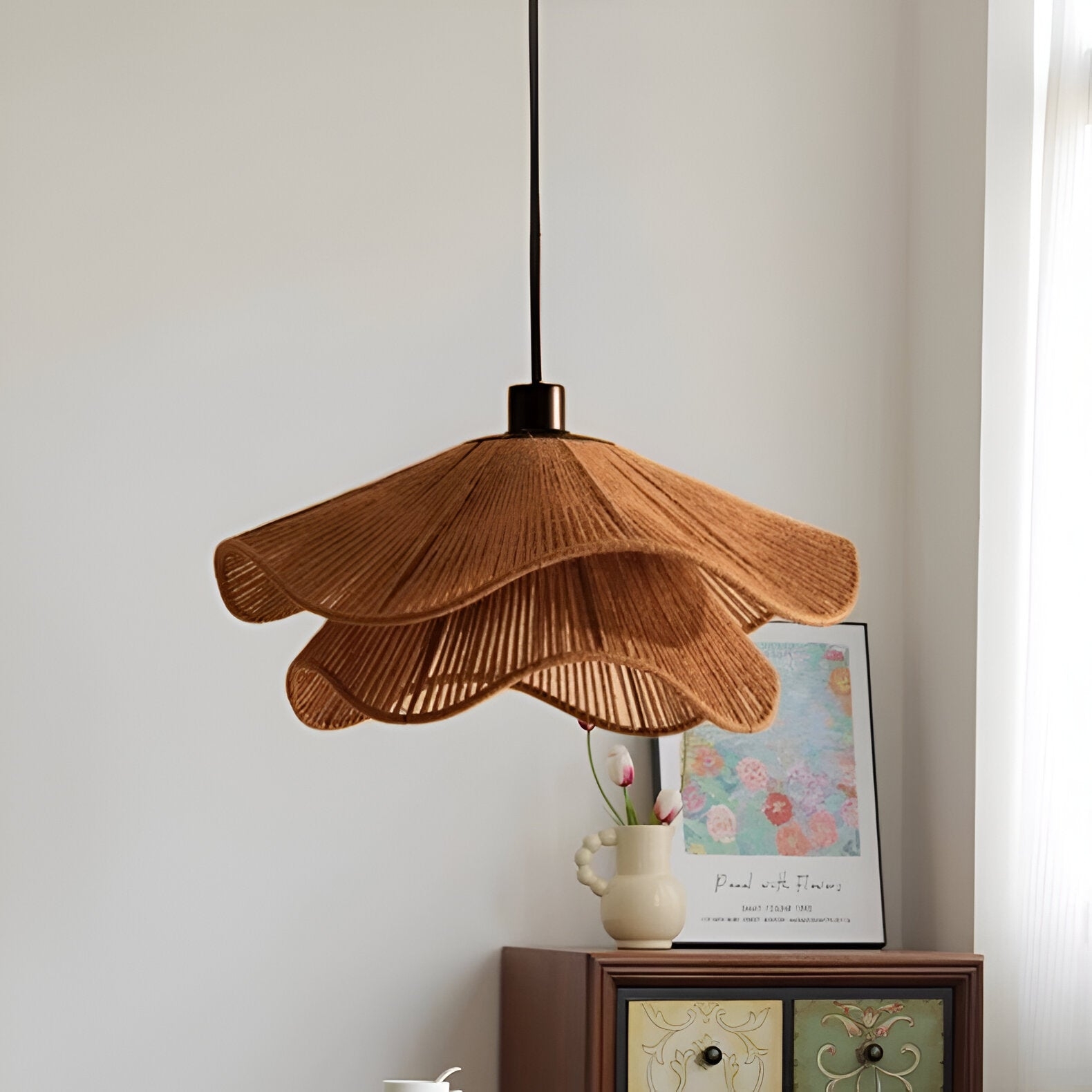 Cape Points Boho Natural Jute Fiber Pendant Light T2062